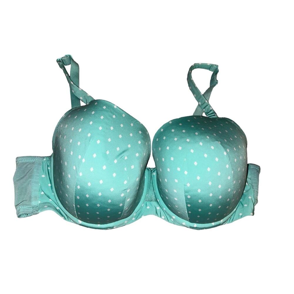 Cacique Green Polka Dot Cooling‎ French Full Coverage Underwire Bra sz 40D